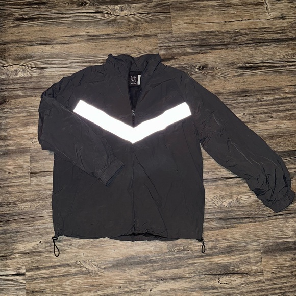 Black Windbreaker Jacket with Reflective Stripe - Picture 1 of 1